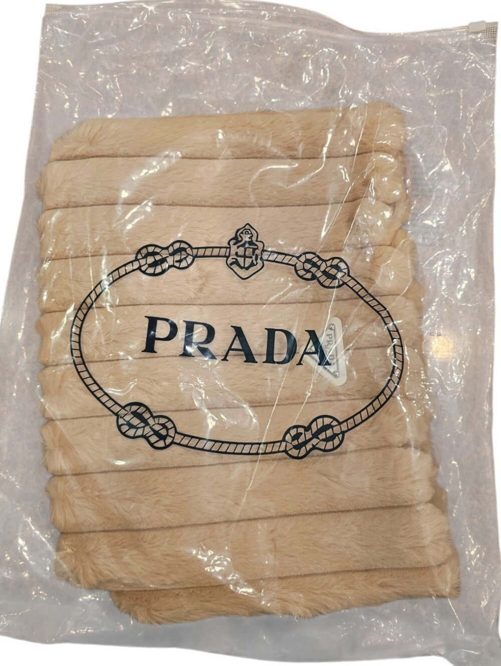 Prada Tan Faux-Fur Quilted Tote Bag - Picture 8 of 9
